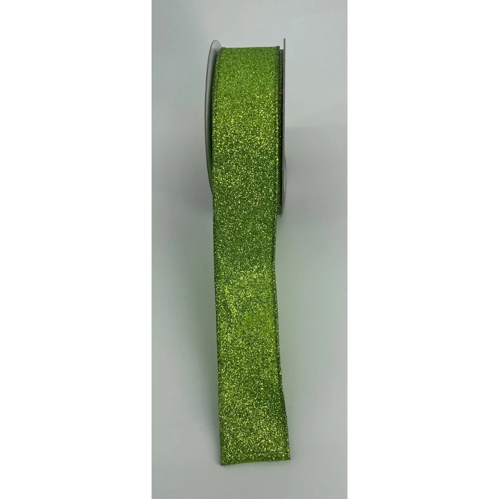 Farrisilk Diamond Dust Green Lime Glitter Ribbon 1.5